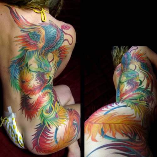phoenix back color tattoo mancia e1678555716674